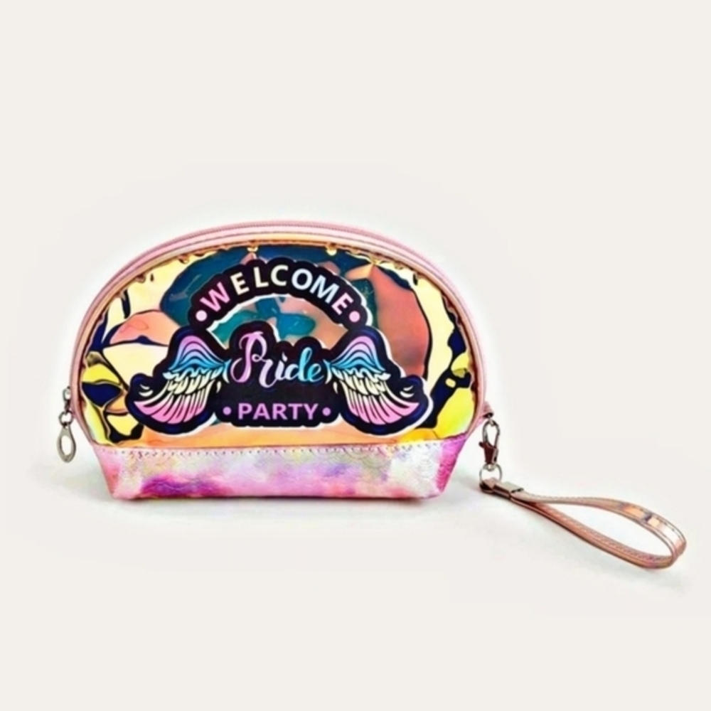 Holographic PRIDE ✦ Makeup Bag ✦ Iridescent Mermaid Scale Pouch Pink NWT